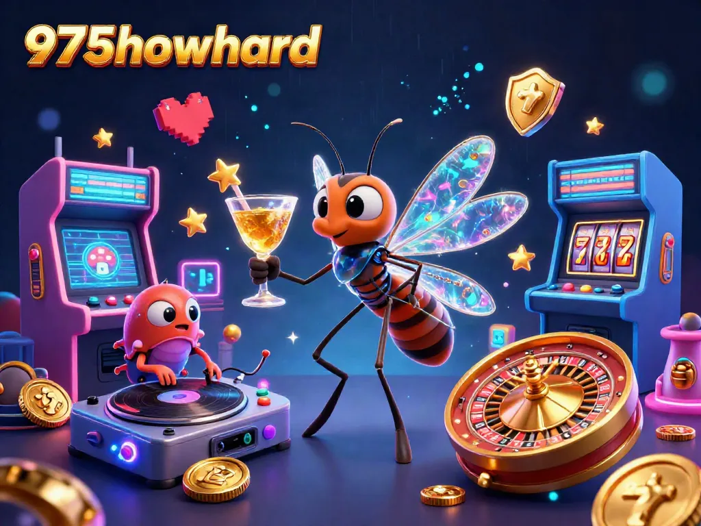 Experience thrilling gameplay at 975howard with a vibrant casino-themed 3D illustration.