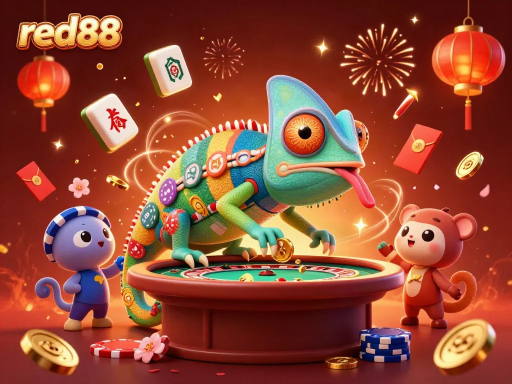 Experience the vibrant energy of red88 casino with a chameleon owner and dynamic gaming elements.