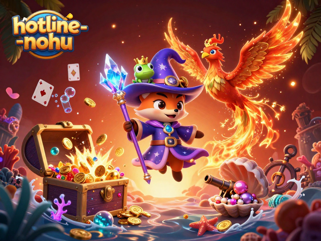 Experience thrilling action in hotline-nohu with mystical creatures, gold, and vibrant colors.